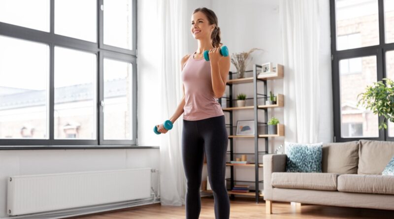 A woman doing weight training