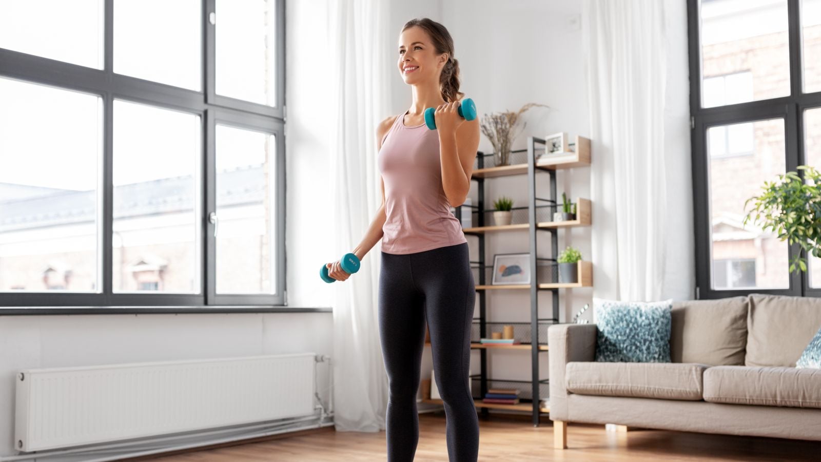 A woman doing weight training